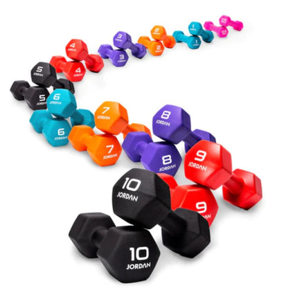 JORDAN IGNITE NEOPRENE STUDIO DUMBBELL SETS WITH RACK