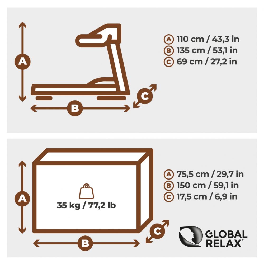 Global Relax Keizan X1 Compact & Folding Treadmill