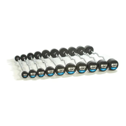 MYO Strength Rubber Barbell Sets with PU End Caps(10 Bar Set) – 10kg – 50kg