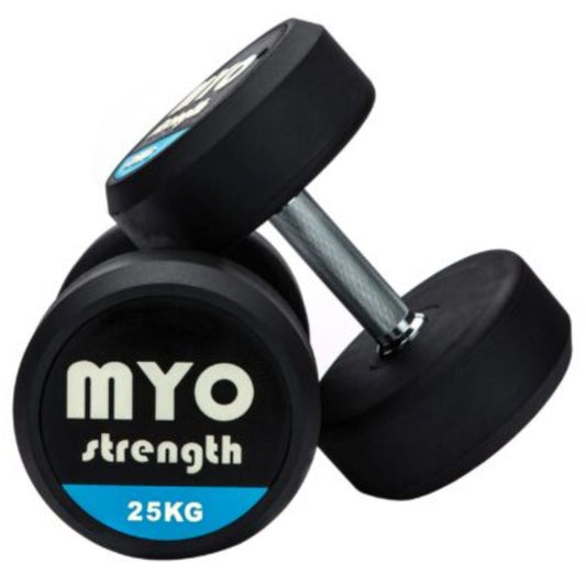MYO strength Rubber Dumbbell Sets with PU End Caps (2.5kg Increments)